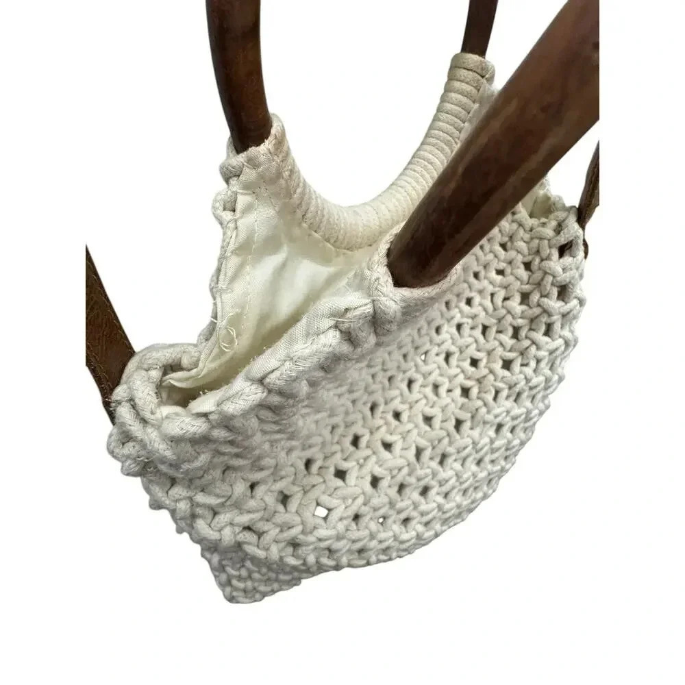 Sigrid Olsen Handcrafted Natural Macrame Crossbody Fully Lined Snap Close Bag - Picture 9 of 16